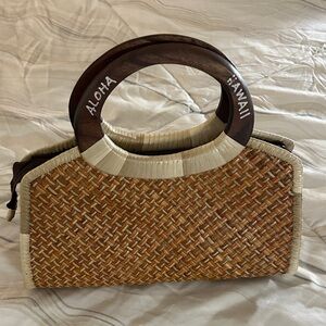Tan and Brown Woven Handbag